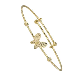 Yellow gold 14k baby adjustable bangle