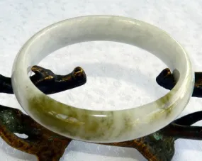 Yin and Yang Balancing Burmese Jadeite Old Mine  Bangle Bracelet 53 mm (BB2961)