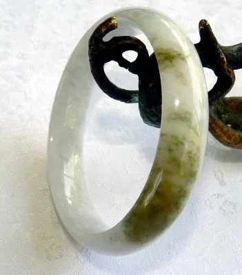 Yin and Yang Balancing Burmese Jadeite Old Mine  Bangle Bracelet 53 mm (BB2961)