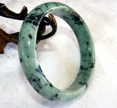 Yin and Yang Burmese Jadeite Bangle Bracelet 62 mm Grade A   Certificate (4979)