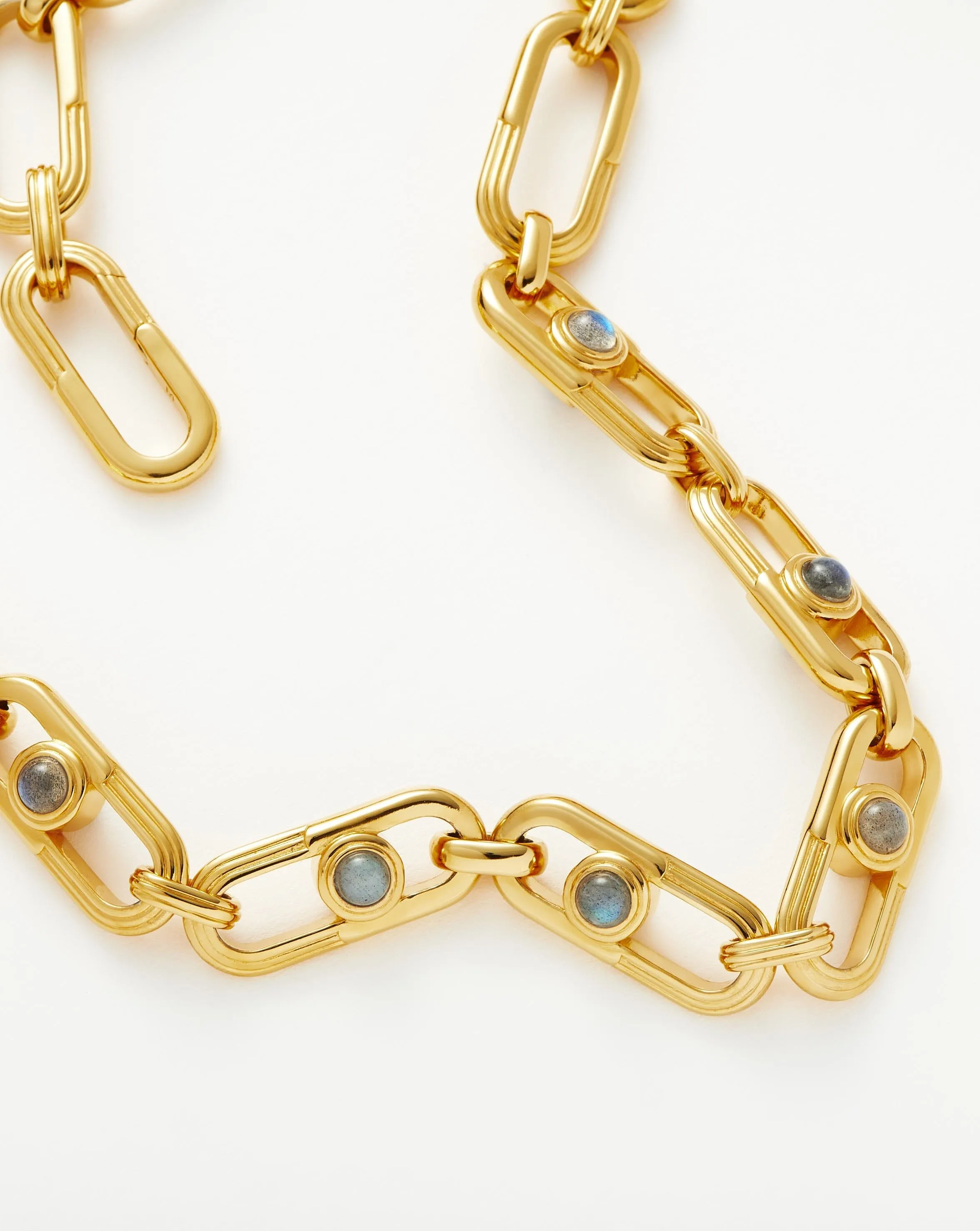 Zenyu Link Gemstone Chunky Chain Choker | 18ct Gold Plated/Labradorite